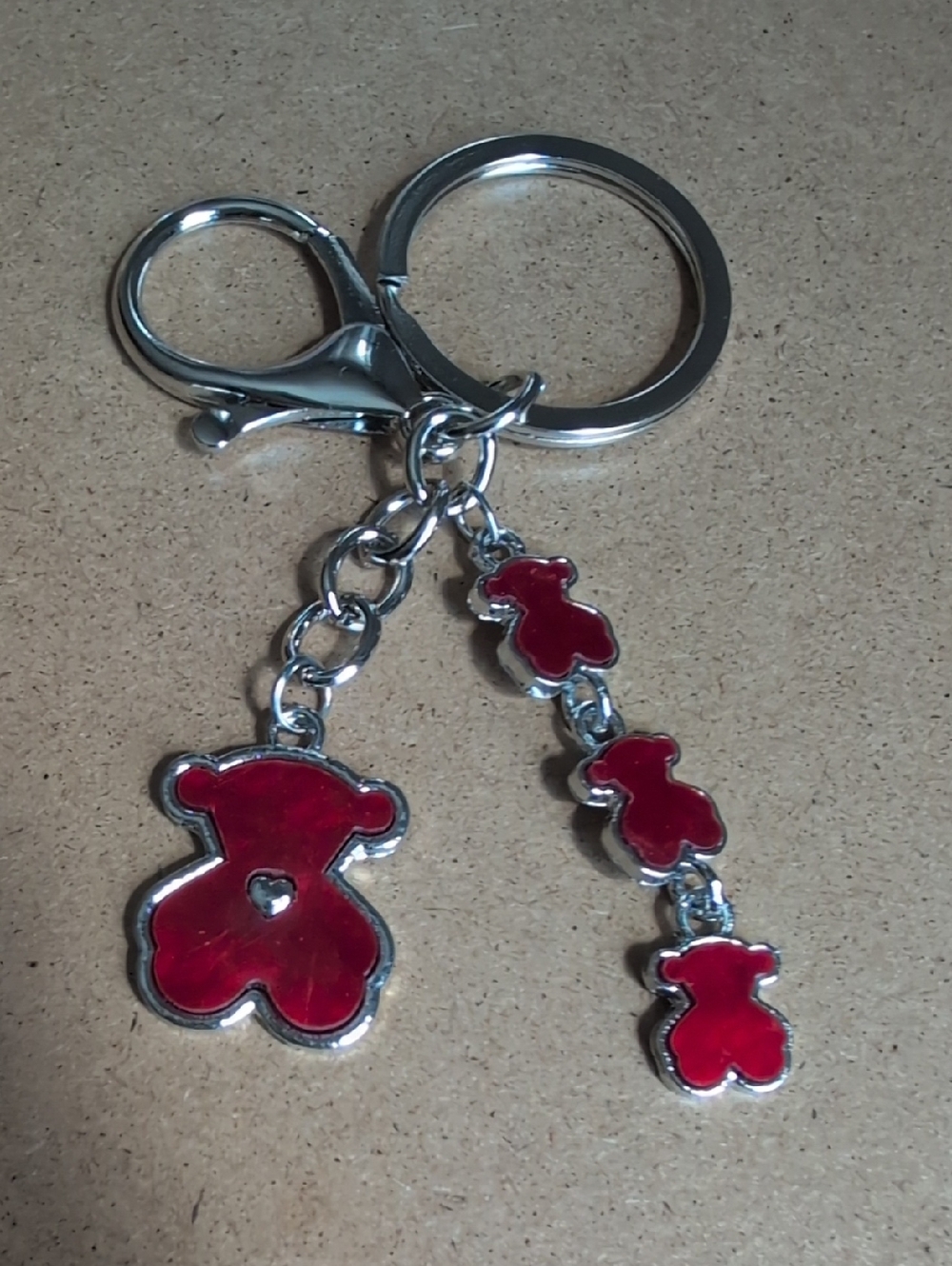 Red Teddy Bear Charm Keychain - Women Accessories